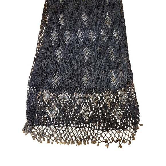 Kroshetta By Papillion Black Widow Midi Dress Womens Medium Crochet Beaded NWT - Picture 6 of 9